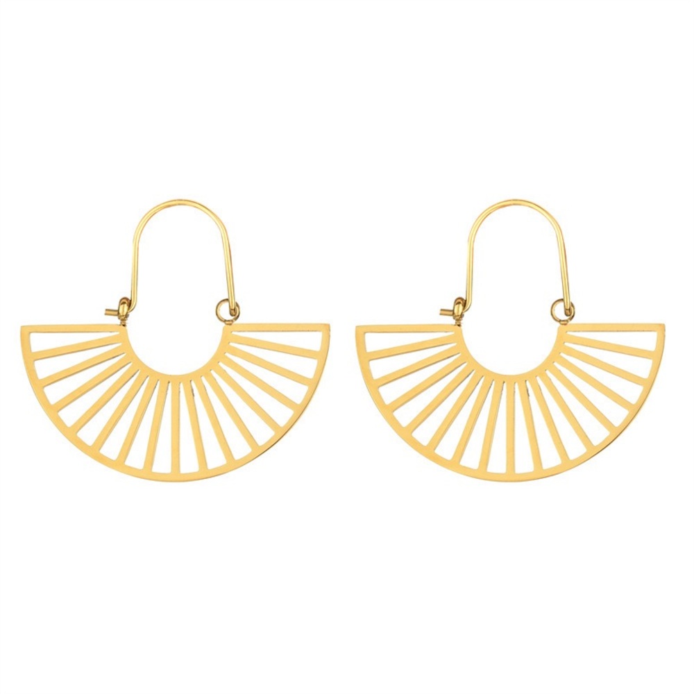 Gold fan shape earrings